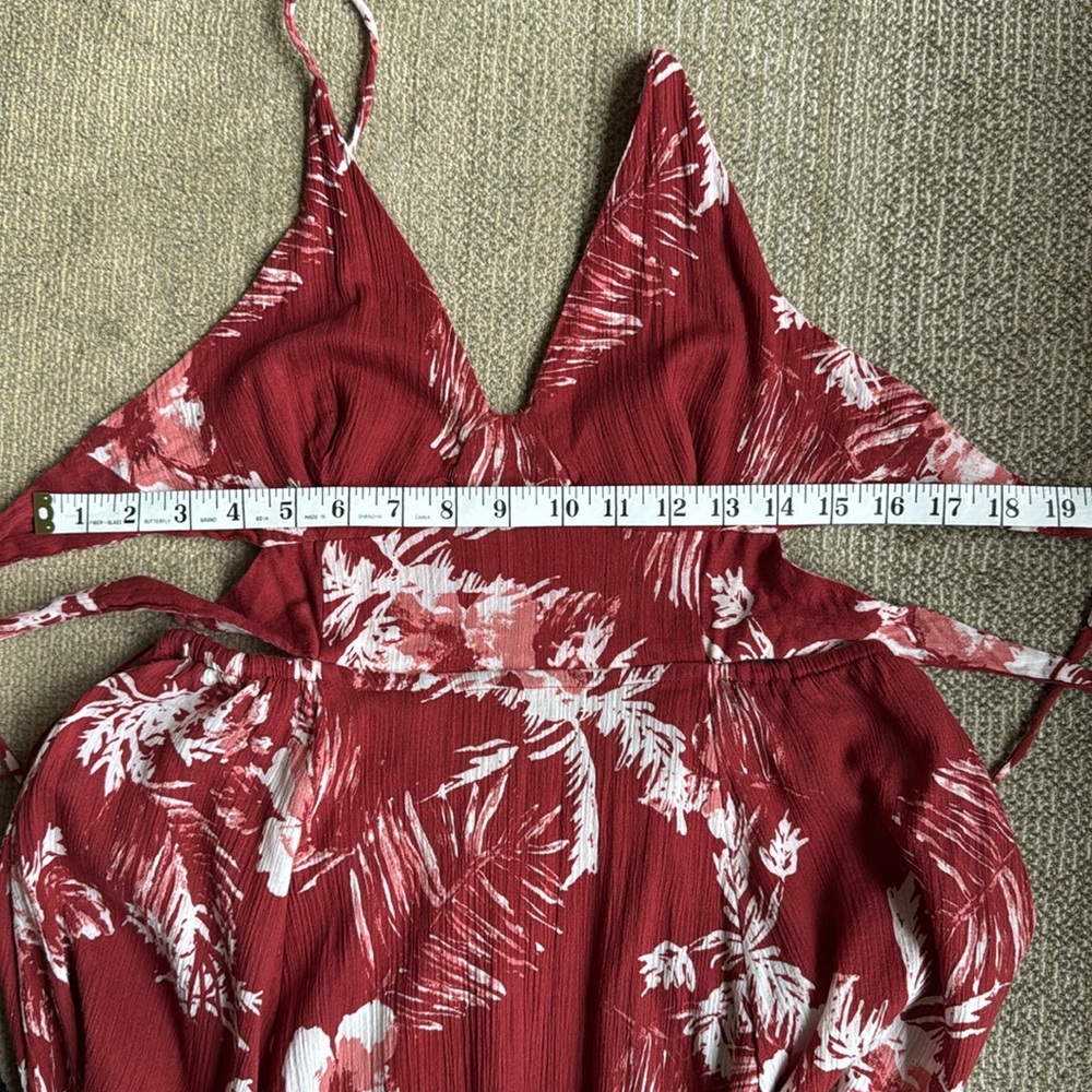 FREE PEOPLE Elegant Brick Red Floral Halter Dress - Picture 9 of 13